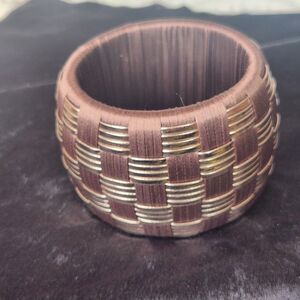 Rara Avis by Iris Apfel  XL Chunky Brown and gold woven bangle